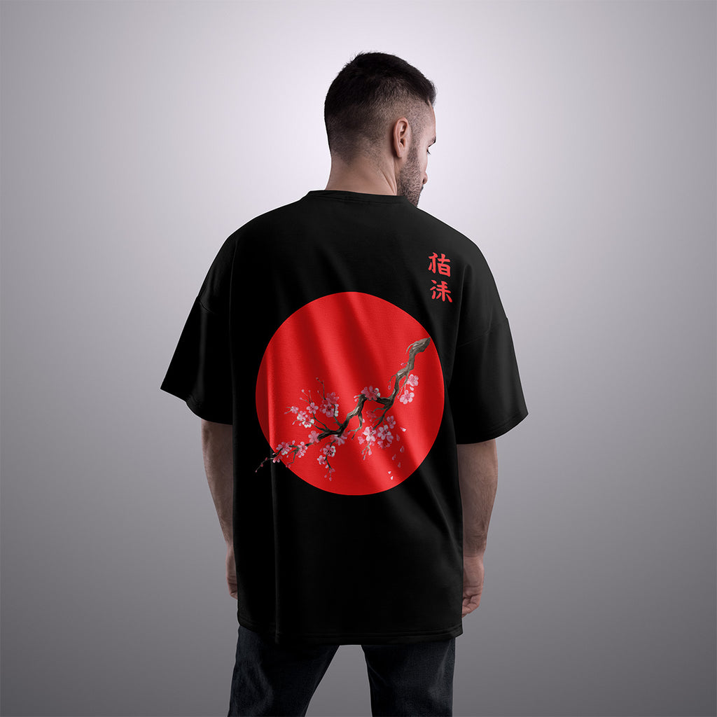 Japanese Typography Oversized T-shirt – Black – Distinct Men